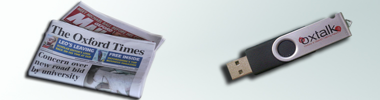 Oxtalk USB stick and local newspapers